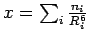 $x=\sum_i \frac{n_i}{R_i^6}$